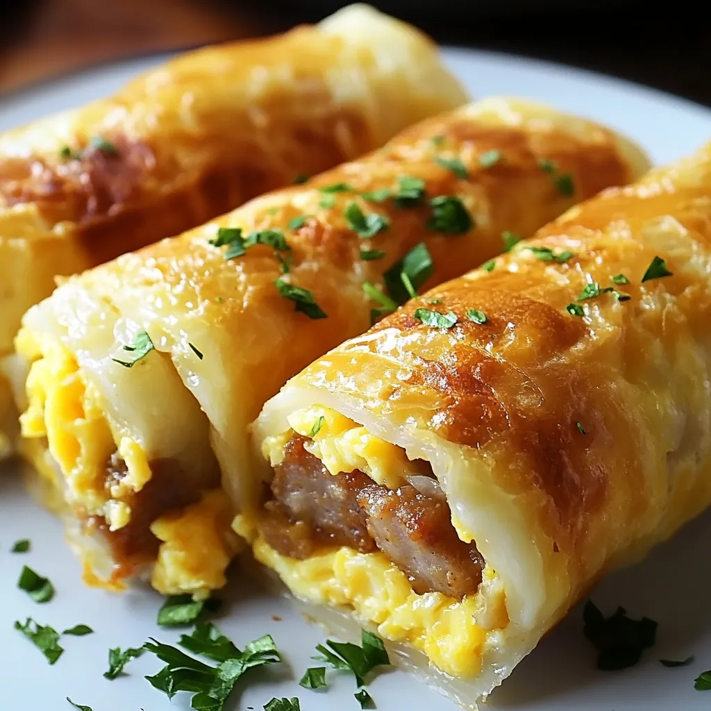 Roulés Petit-Déjeuner à la Saucisse, Œuf et Fromage