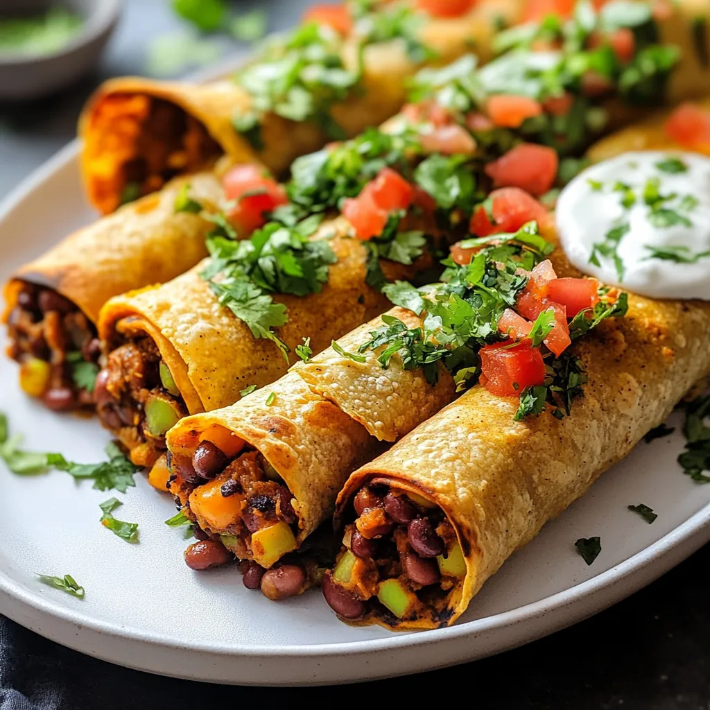 Taquitos Végétaliens Croustillants aux Haricots Épicés Faciles