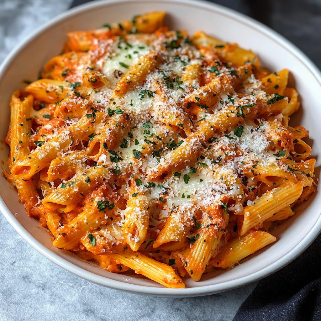 Délicieuses Pennes à la Crème de Tomates et à l'Ail