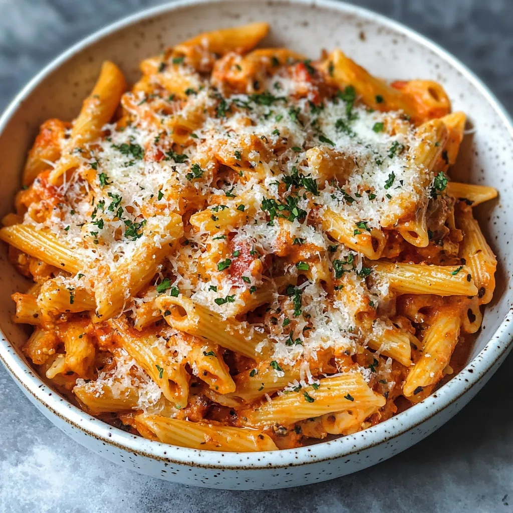 Délicieuses Pennes à la Crème de Tomates et à l'Ail Faciles