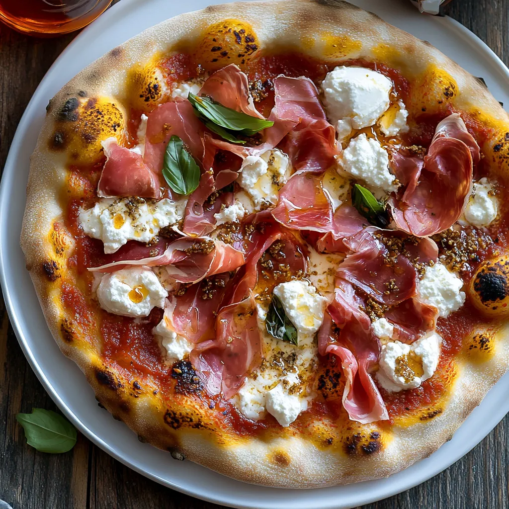 Pizza Facile au Miel Épicé avec Jambon Cru et Ricotta