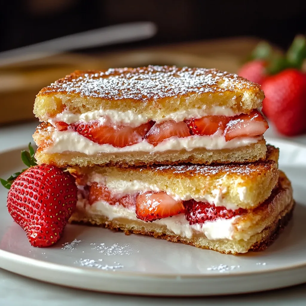 Sandwichs Frits au Cheesecake aux Fraises