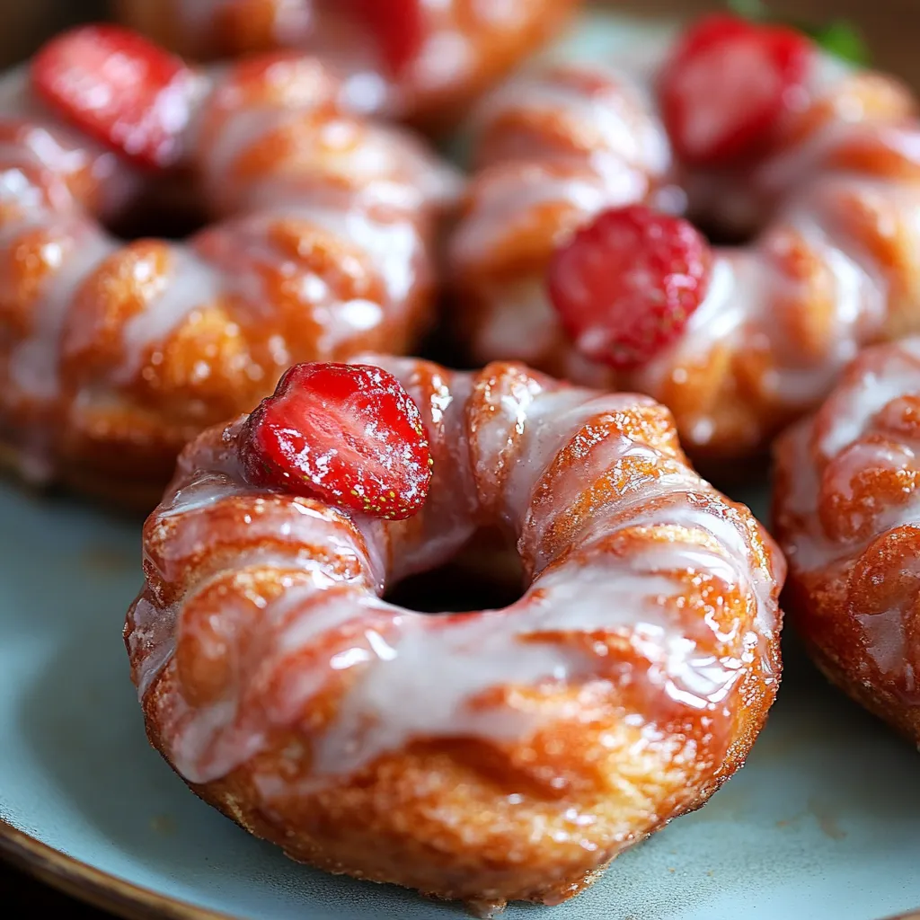 Strawberry Glazed French Crullers