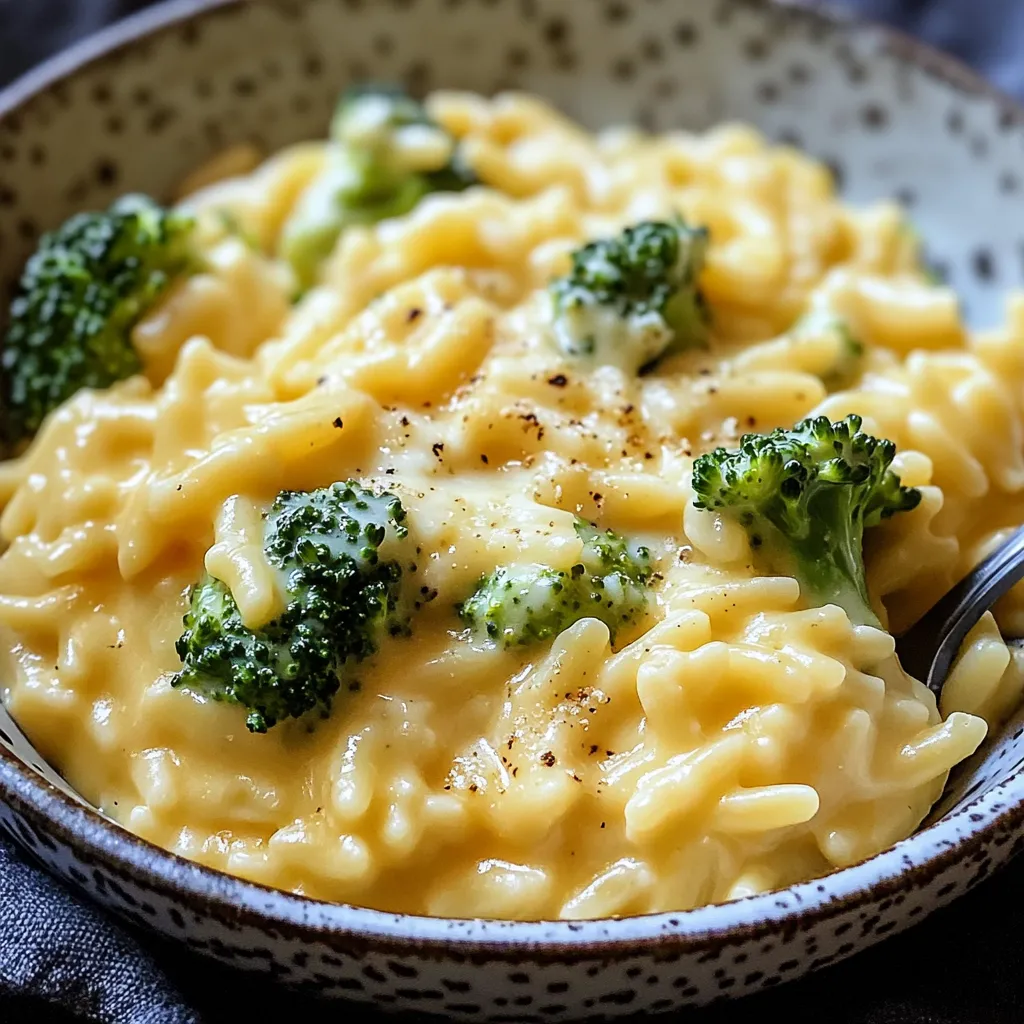 Délicieux Orzo Crémeux au Brocoli et Cheddar en Une Casserole