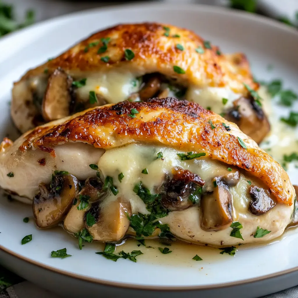 Délicieux Blanc de Poulet Farci aux Champignons Sain