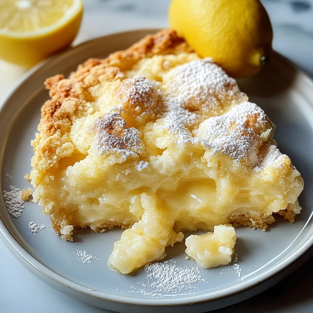 Une part de gâteau saupoudrée de sucre glace.