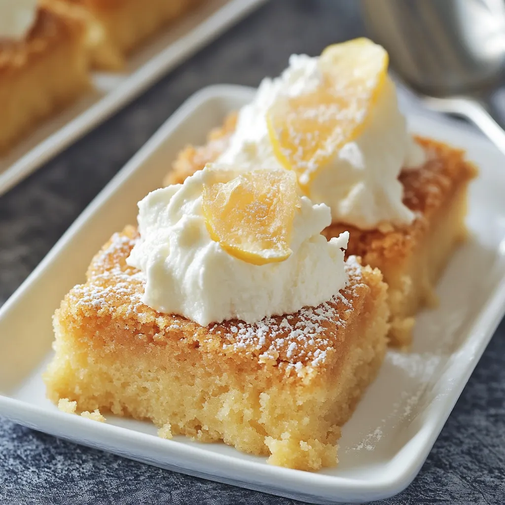Une part de gâteau avec de la crème fouettée et du citron dessus.