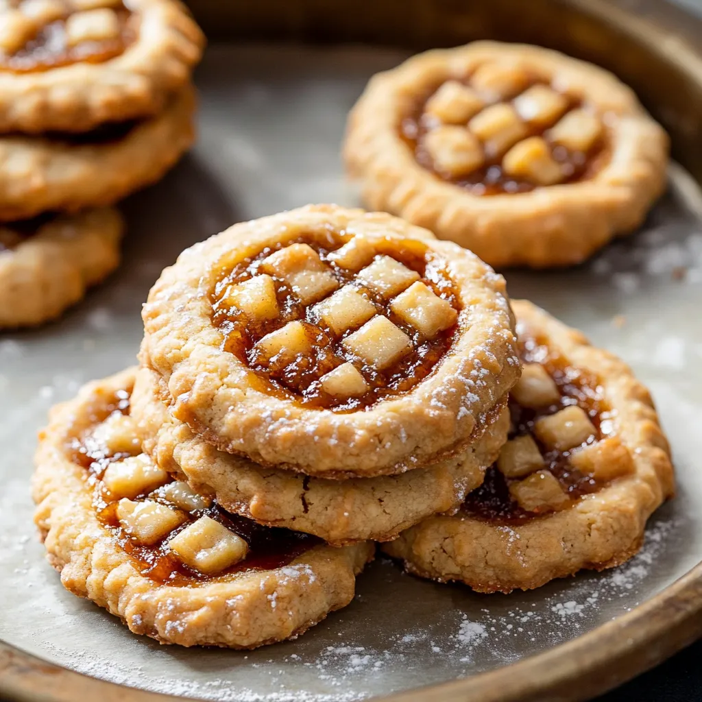 Une assiette de biscuits avec une garniture au sucre roux.