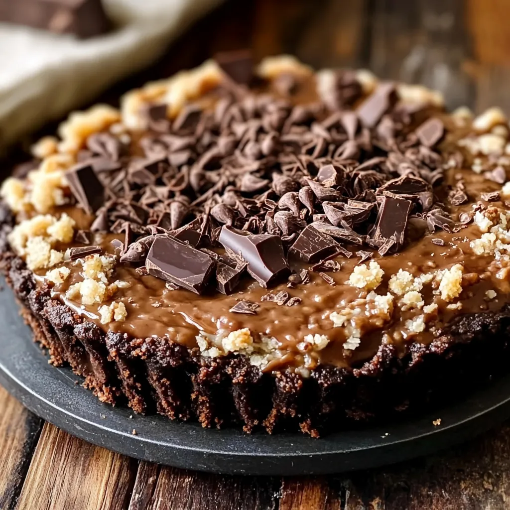 A slice of chocolate cake with chocolate chips.