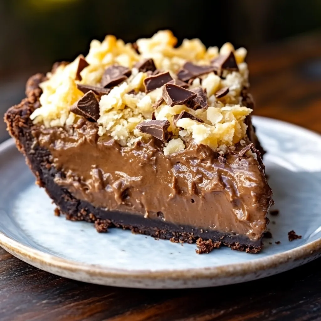 Une part de gâteau au chocolat avec des pépites de chocolat et des noix.
