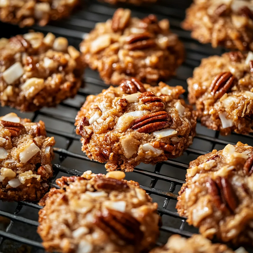 Un plateau de cookies avec des noix de pécan sur le dessus.