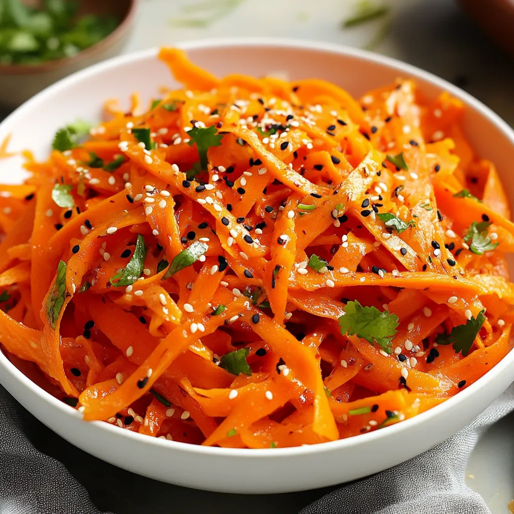 Un bol de carottes râpées avec des graines noires.