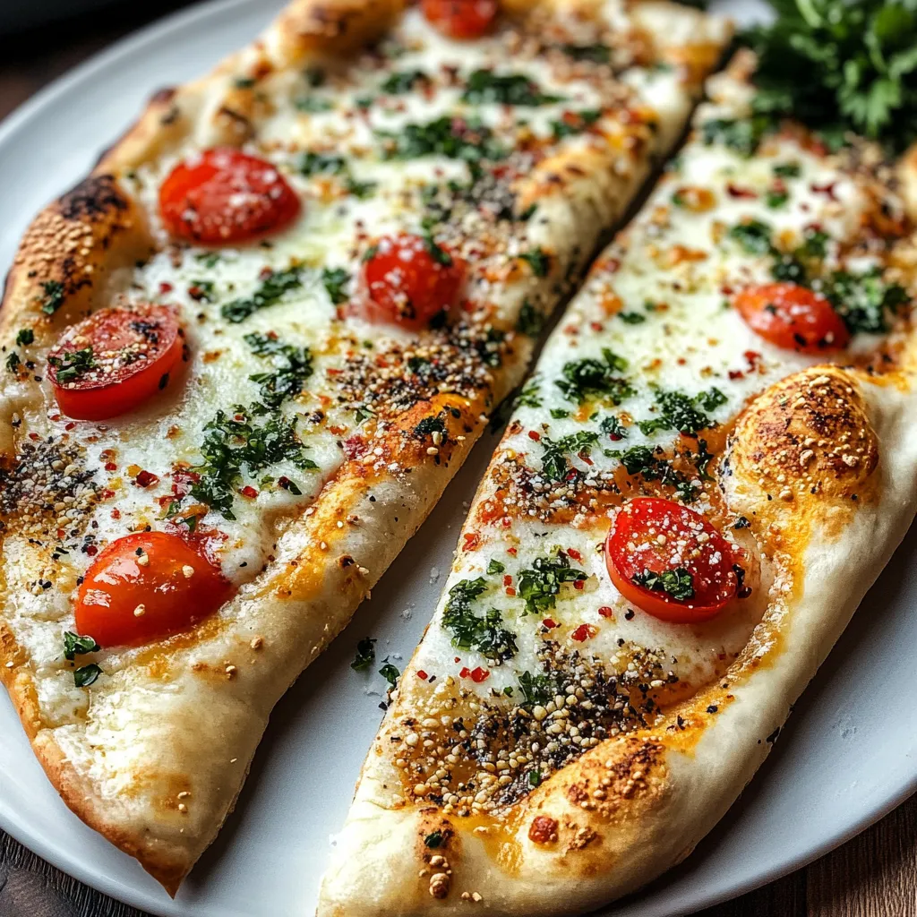 Deux morceaux de pizza avec tomates et fromage.