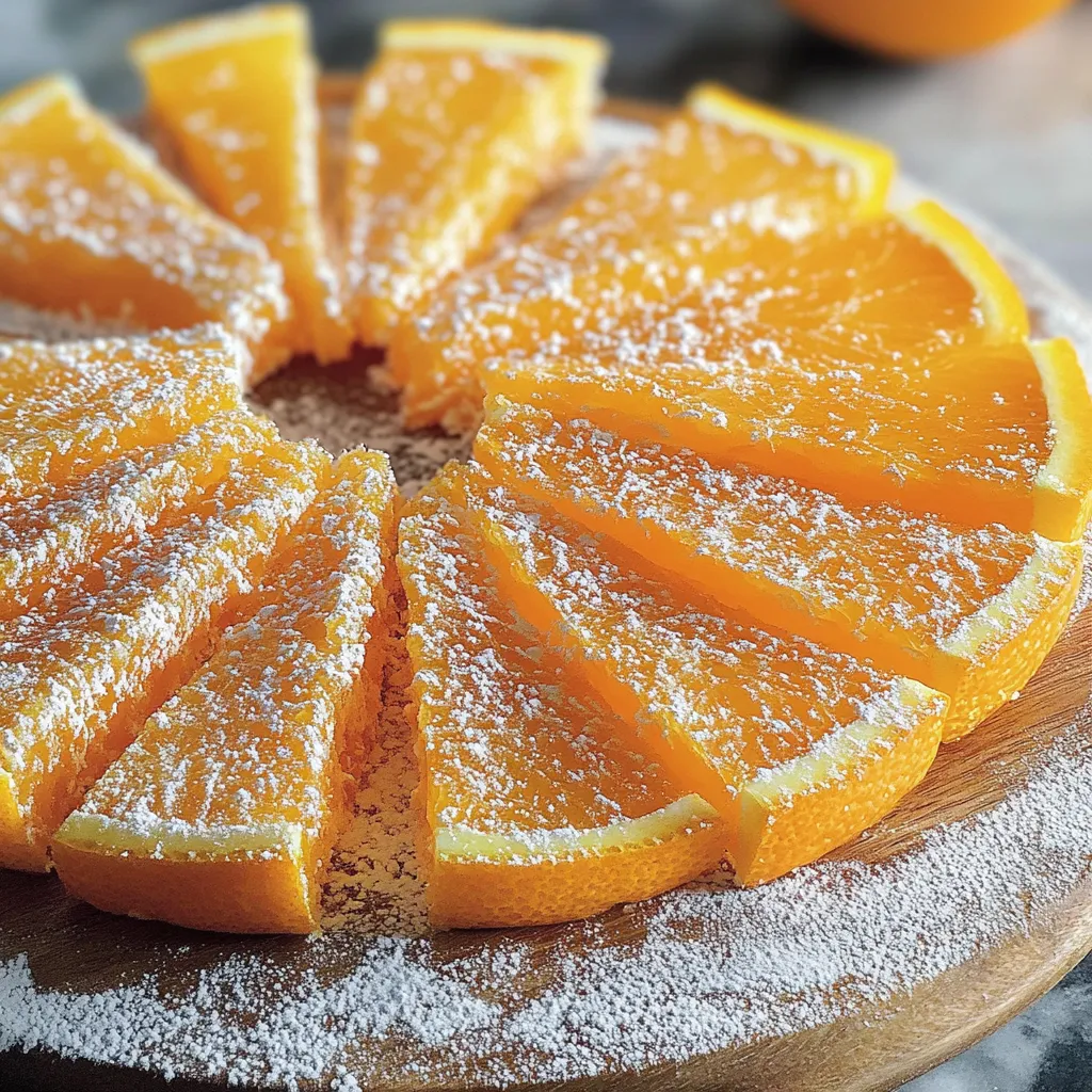 Une tranche d'orange saupoudrée de sucre glace.