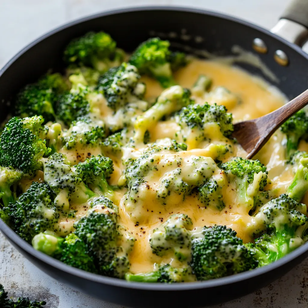 Une poêle de brocoli au fromage.