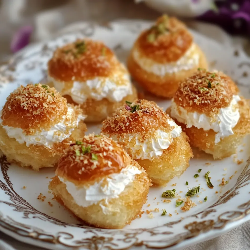Une assiette de pâtisseries avec de la crème fouettée par-dessus.