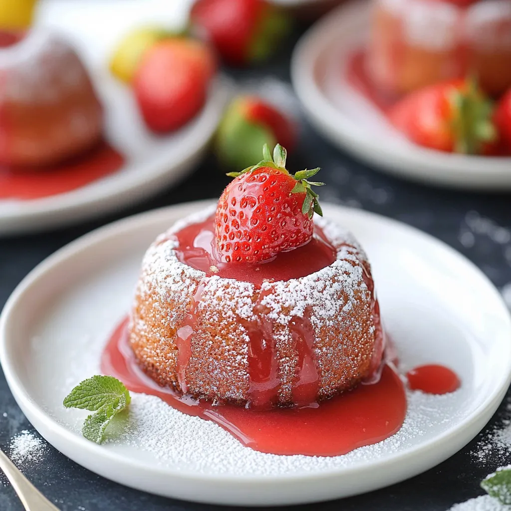 Un gâteau aux fraises avec une fraise sur le dessus.