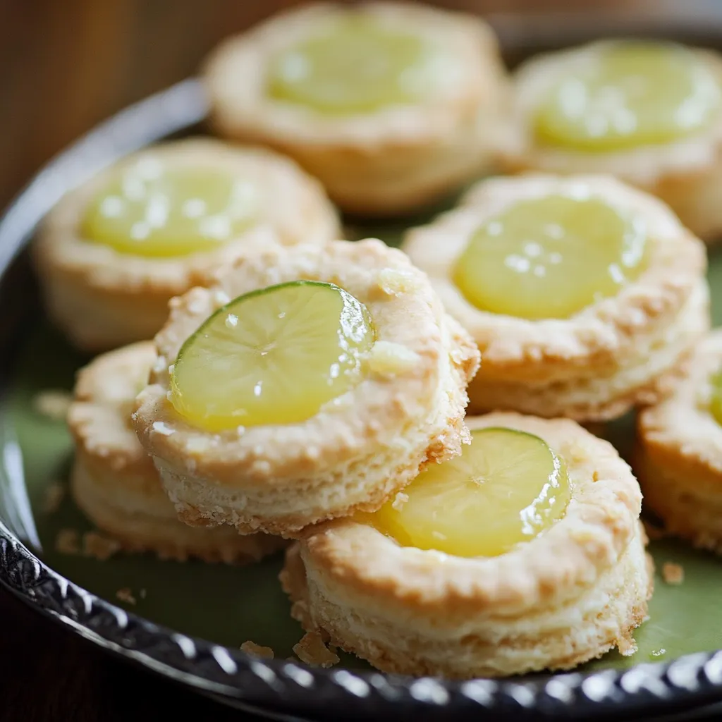 Une assiette de biscuits avec des quartiers de citron vert sur le dessus.