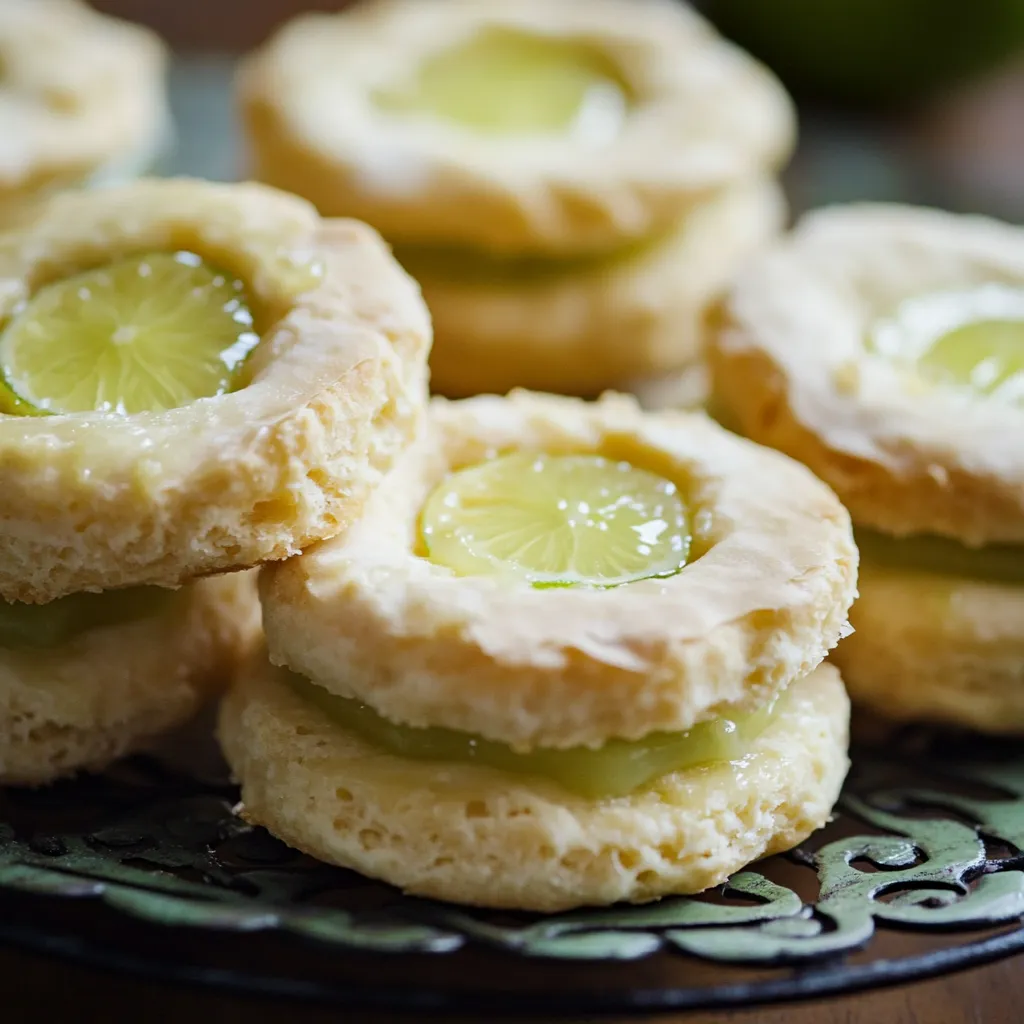 Une assiette de biscuits avec des quartiers de citron vert sur le dessus.