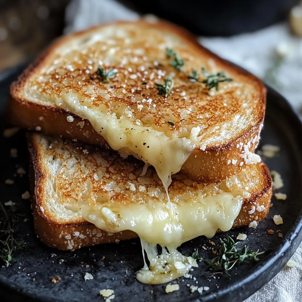 Deux morceaux de fromage grillé sur une assiette.