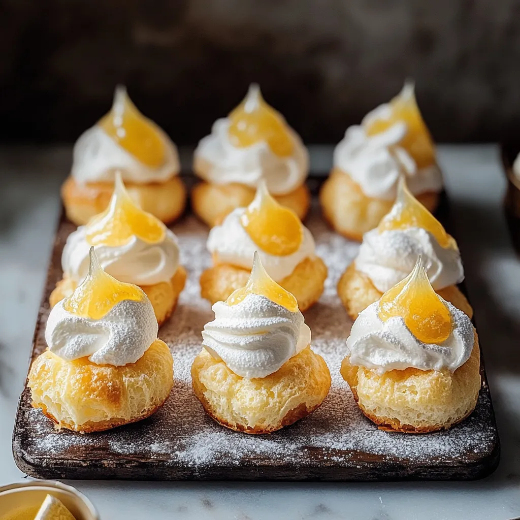Un plateau de pâtisseries avec glaçage blanc et un quartier de citron.