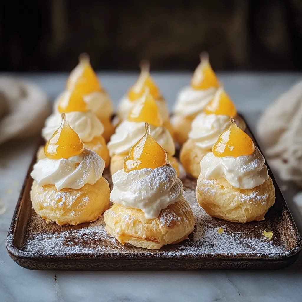 Une assiette de pâtisseries avec glaçage blanc et dessus orangés.