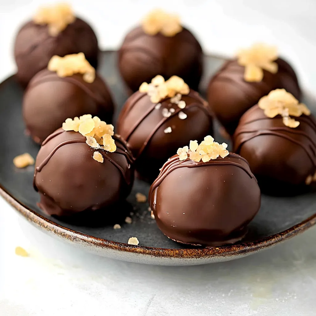 Une assiette de boules enrobées de chocolat avec des noix sur le dessus.