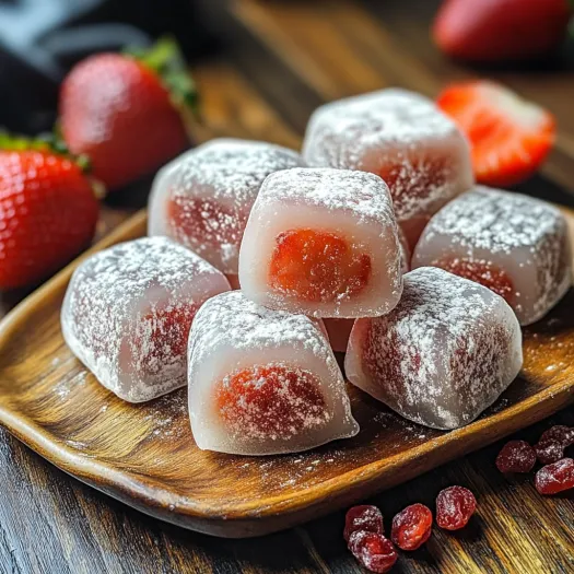 Une assiette de desserts aux fraises et au sucre blanc.