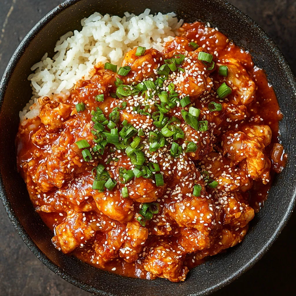 Un bol de riz avec du poulet.