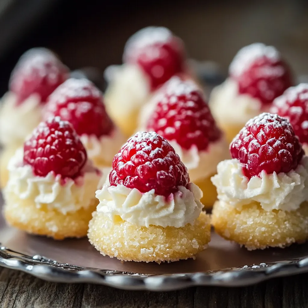 Une assiette de gâteau blanc avec des framboises rouges sur le dessus.
