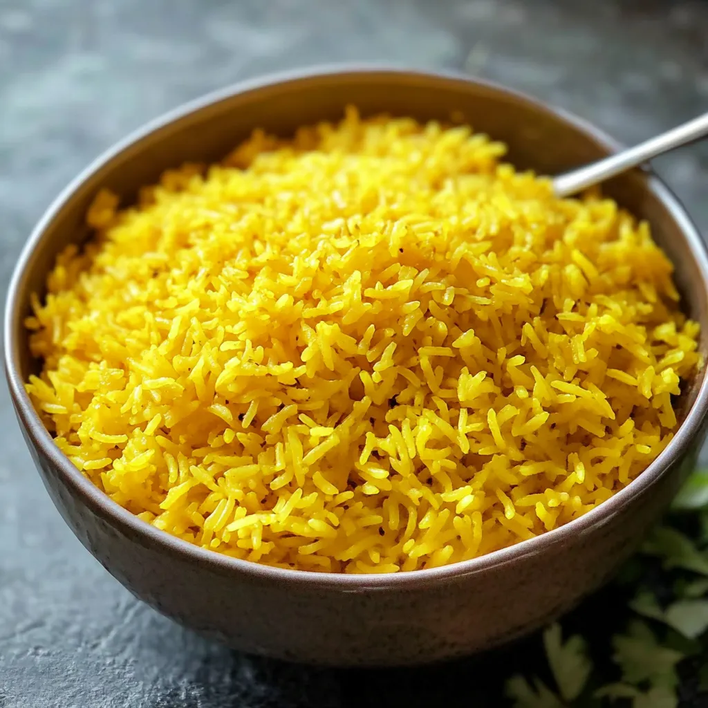 Un bol de riz jaune.