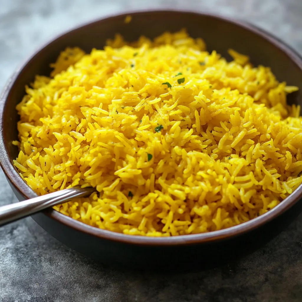 Un bol de riz jaune.