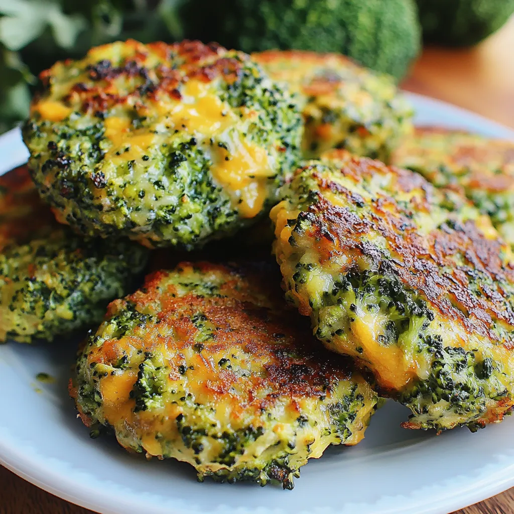 Une assiette de patties au brocoli.