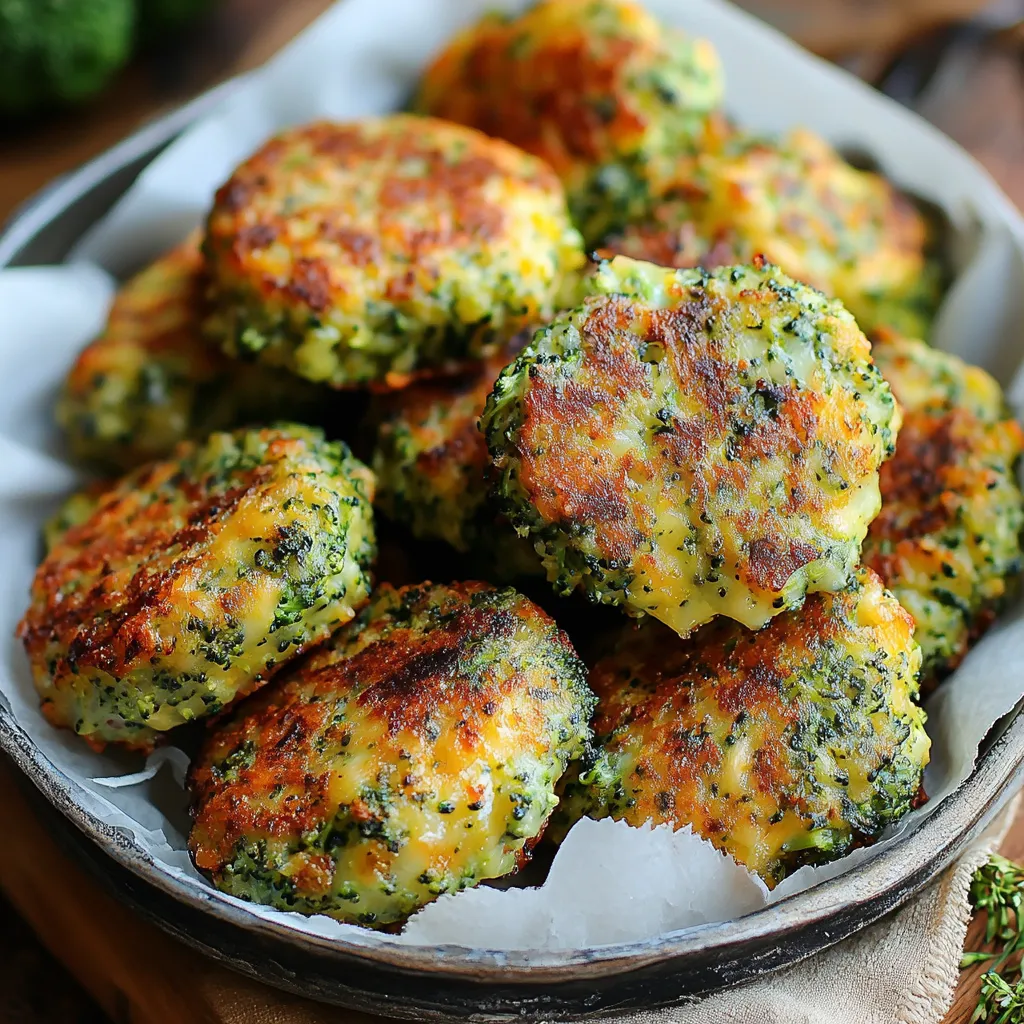 Un bol de galettes de brocoli.