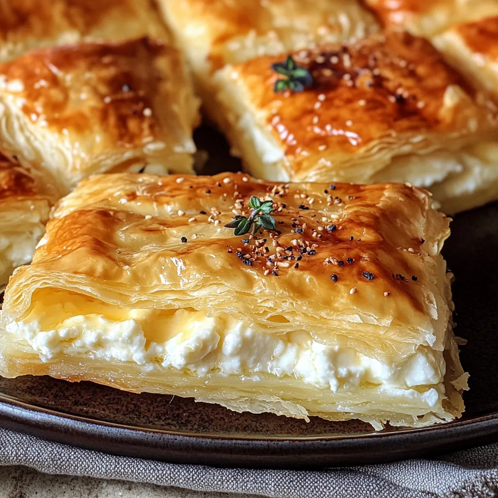 Une assiette contenant un morceau de tiropita.