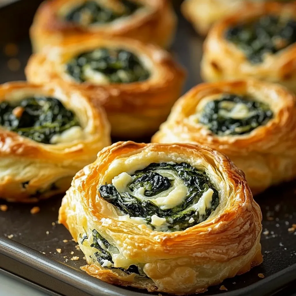 Un plat garni de petits feuilletés verts et blancs.
