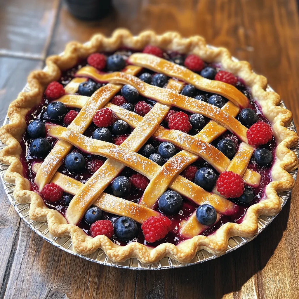 Une tarte aux myrtilles et framboises.