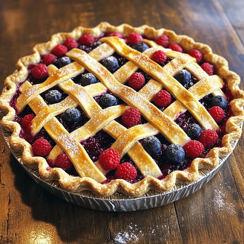 Une tarte aux myrtilles et framboises.