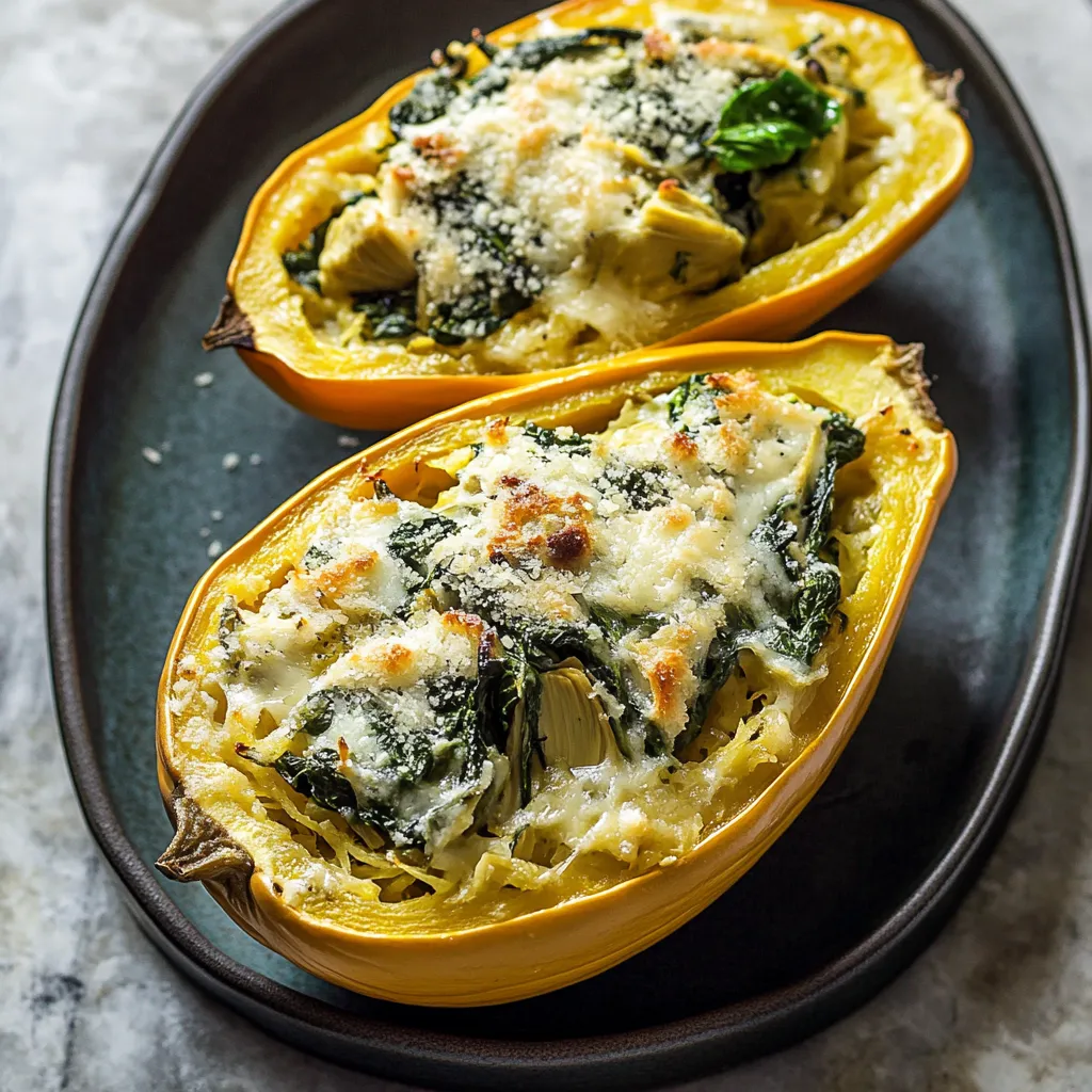 Deux courges farcies sur une assiette.