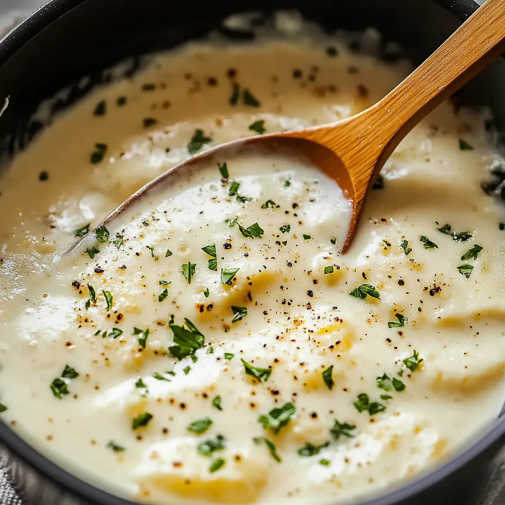 Une cuillère en bois dans un bol de soupe.