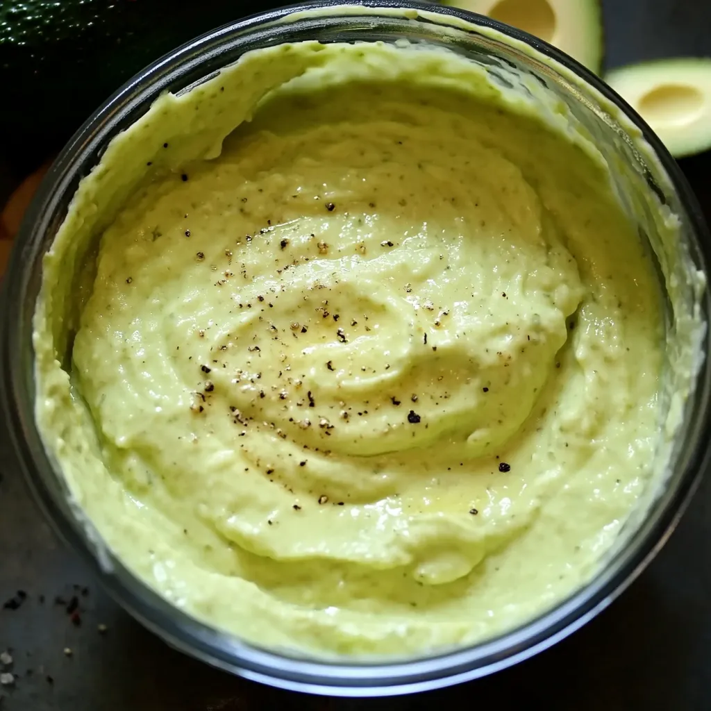 Un bol en verre avec une sauce verte.