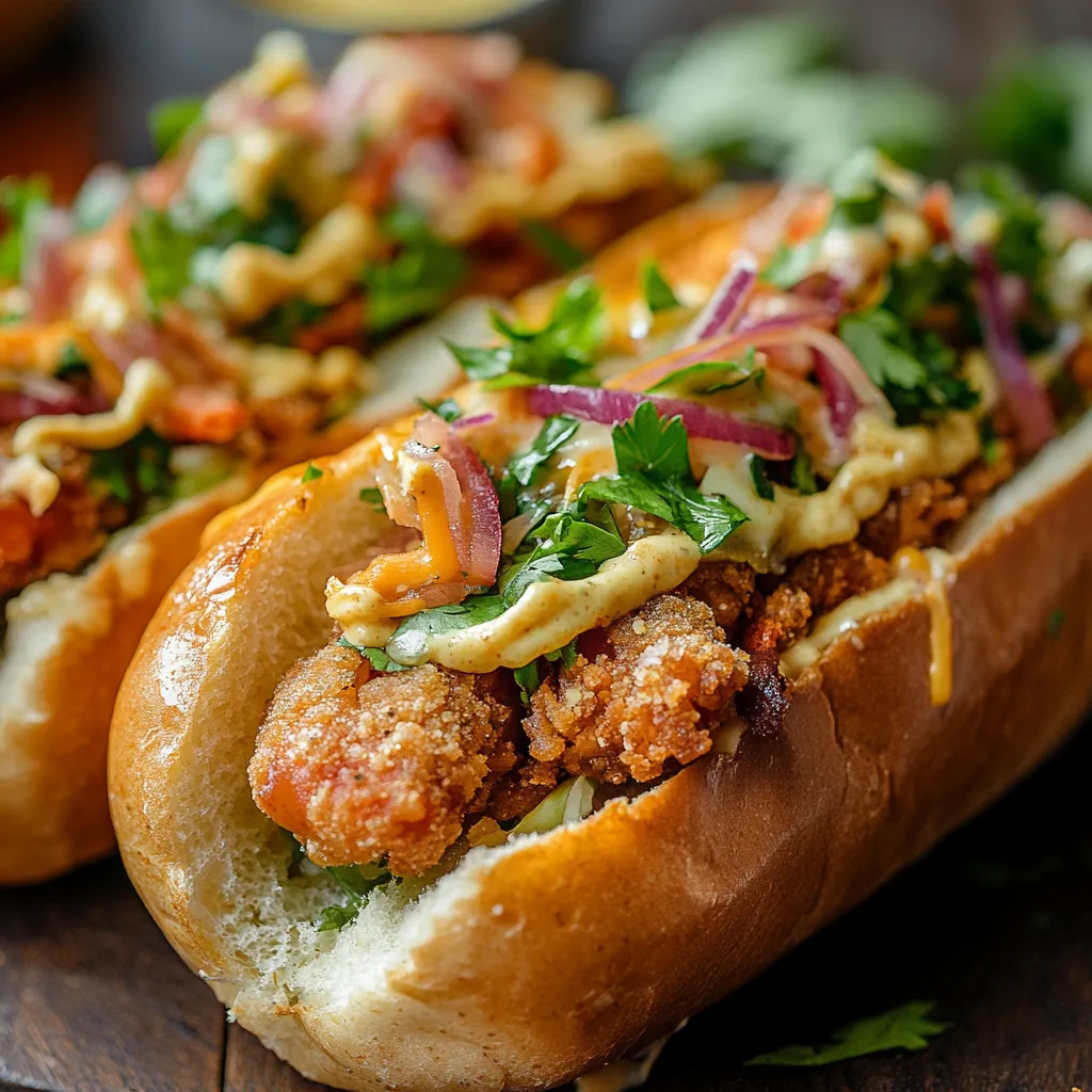 Deux hot-dogs avec sauce et garnitures.