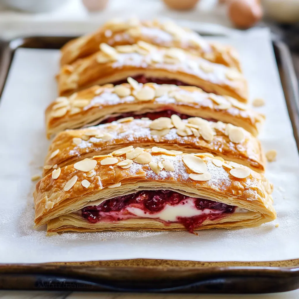 Plateau rempli de pâtisseries saupoudrées de sucre glace et accompagnées de fruits rouges.