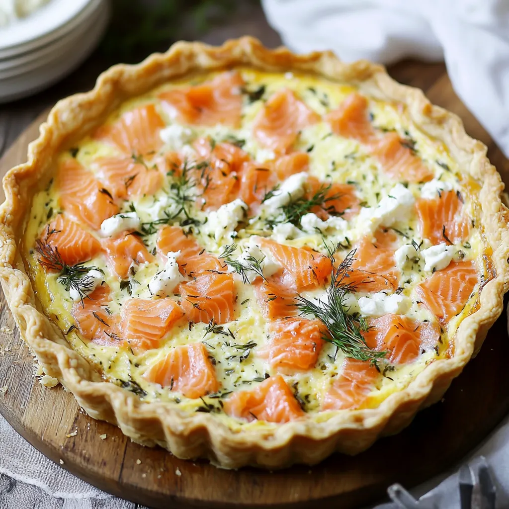 Une tarte au saumon et fromage.