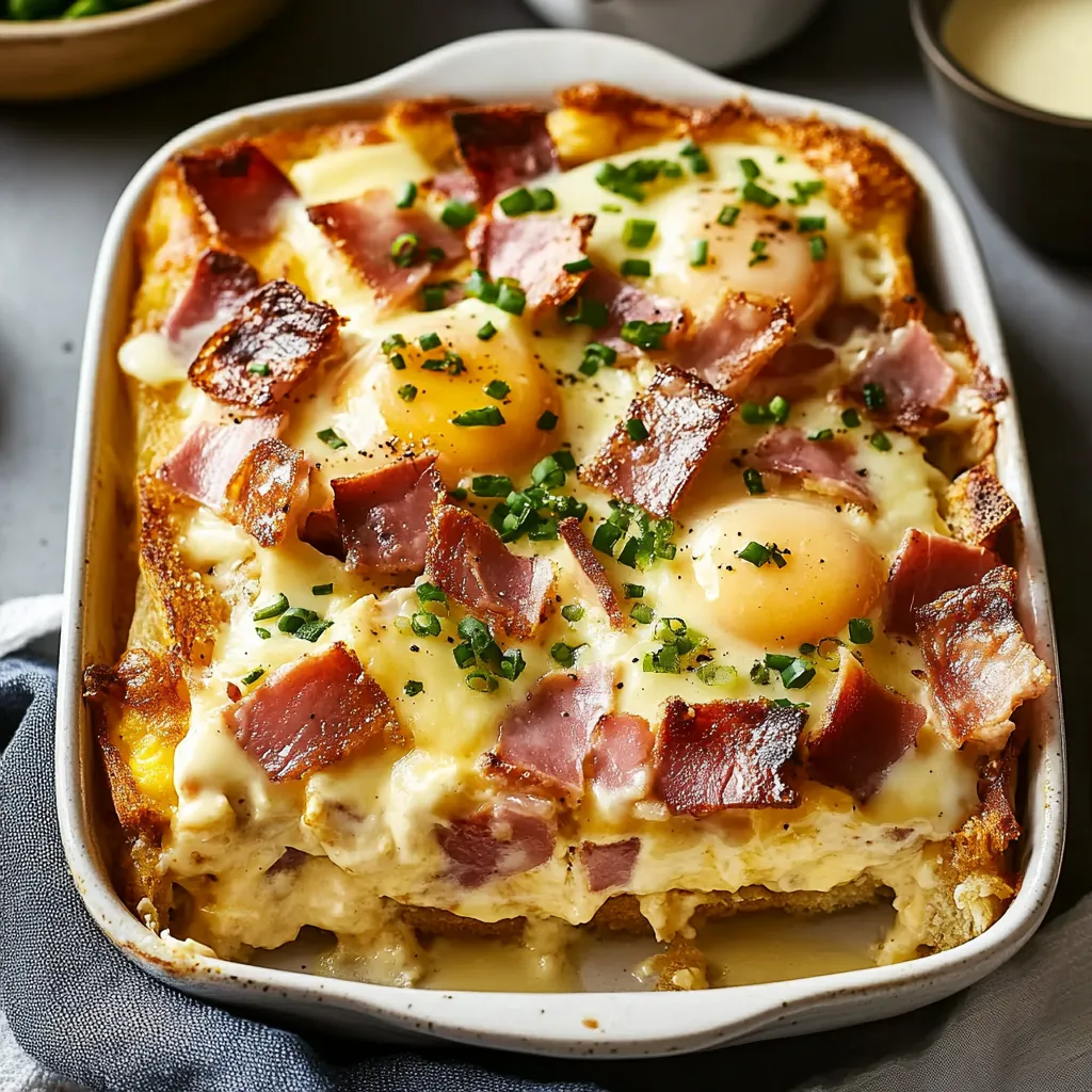 Un plat avec des œufs et du bacon.
