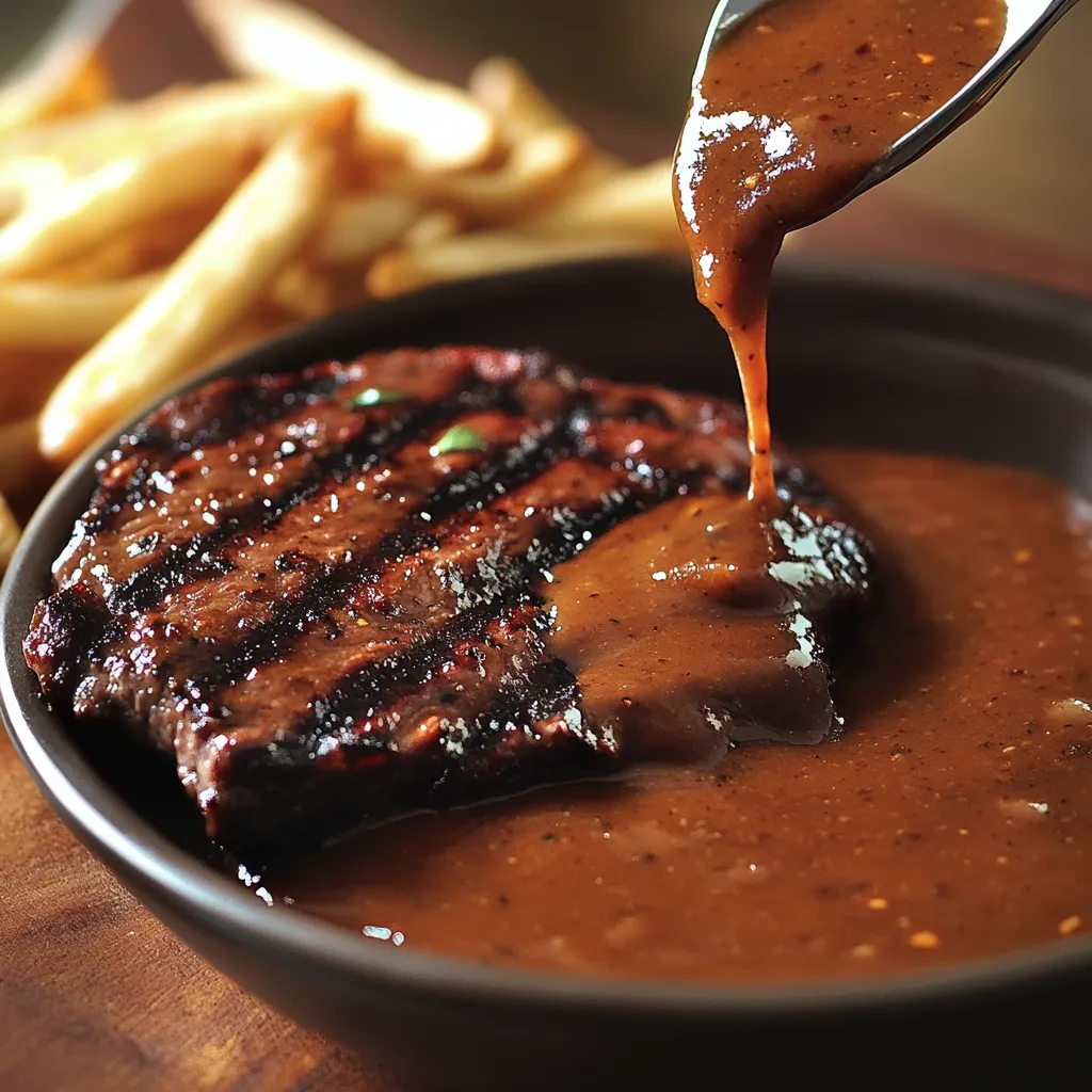 Un bol de steak accompagné de sauce.