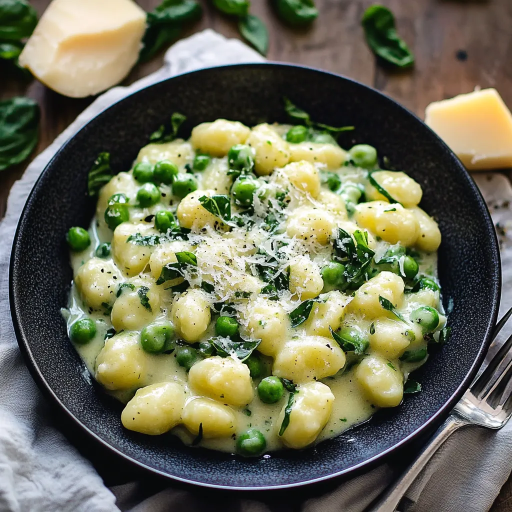 Un bol de pâtes au fromage et aux pois.