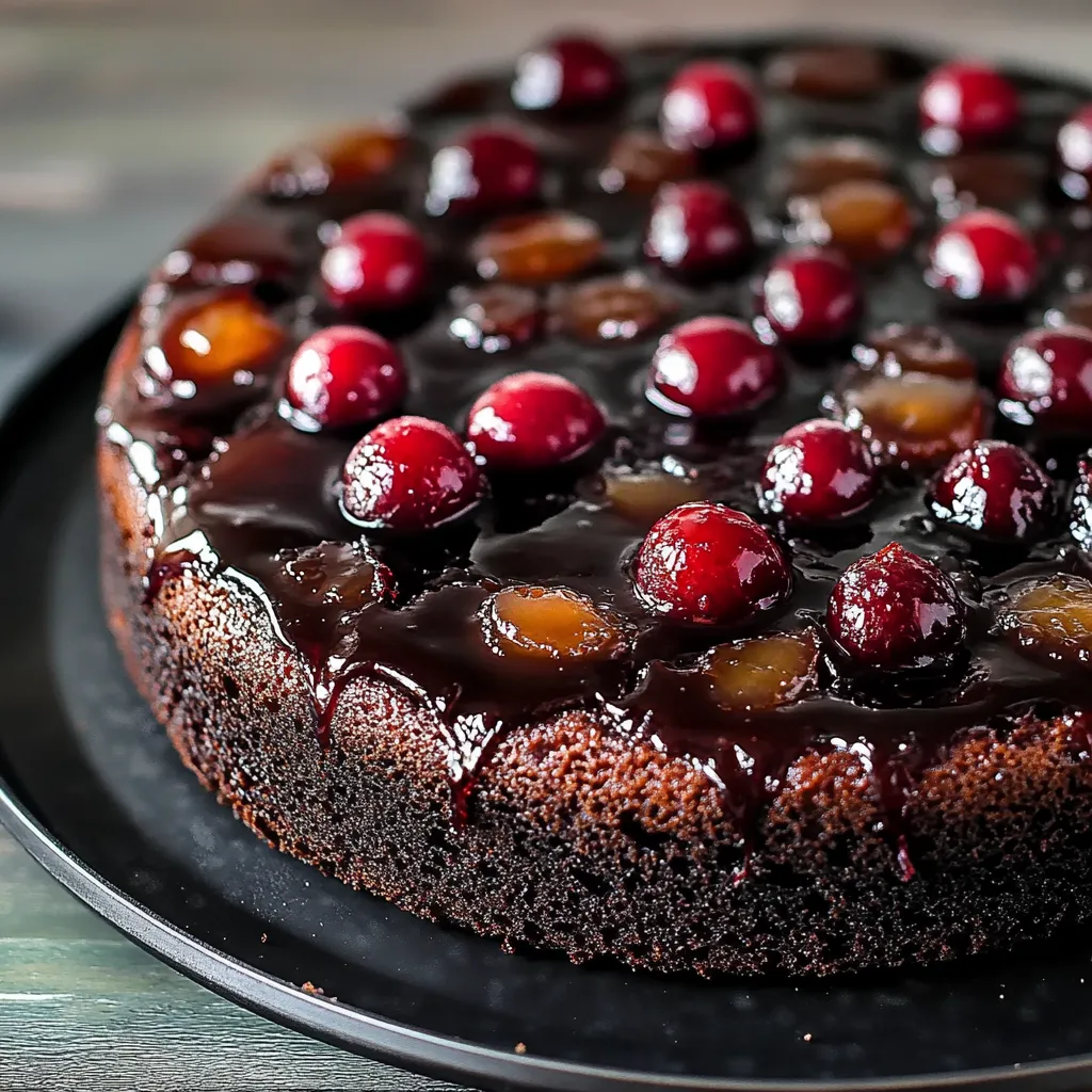 Une part de gâteau au chocolat garnie de cerises.