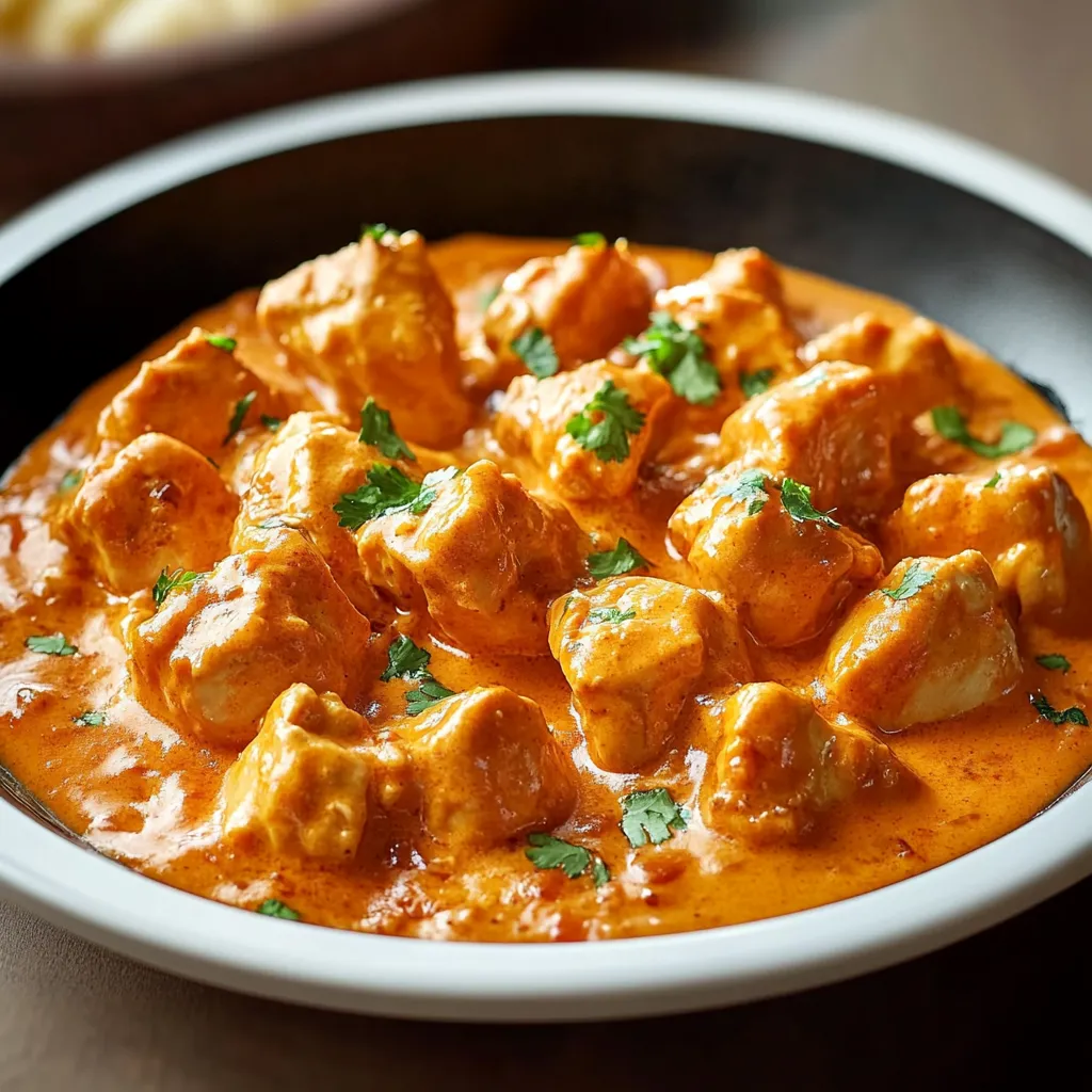 Un bol de poulet en sauce.