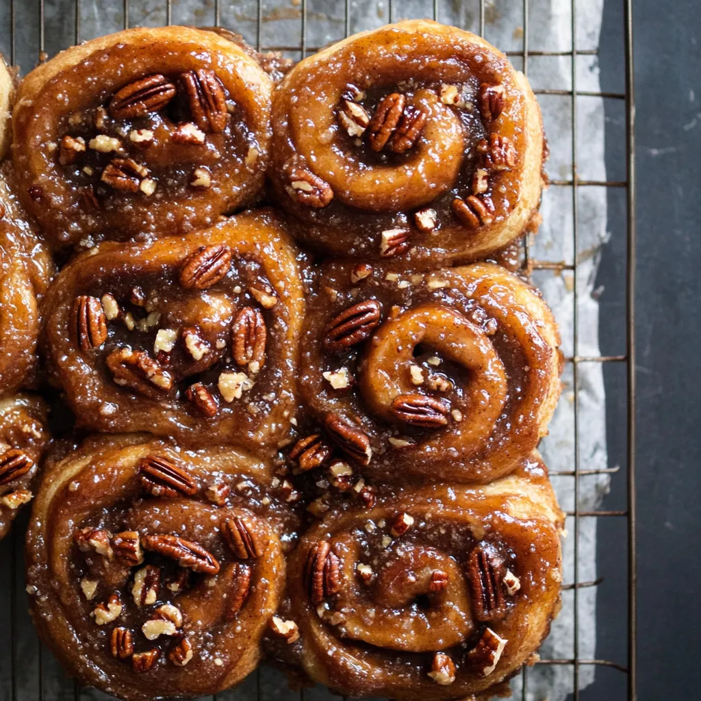 Un plateau de brioches aux noix de pécan.